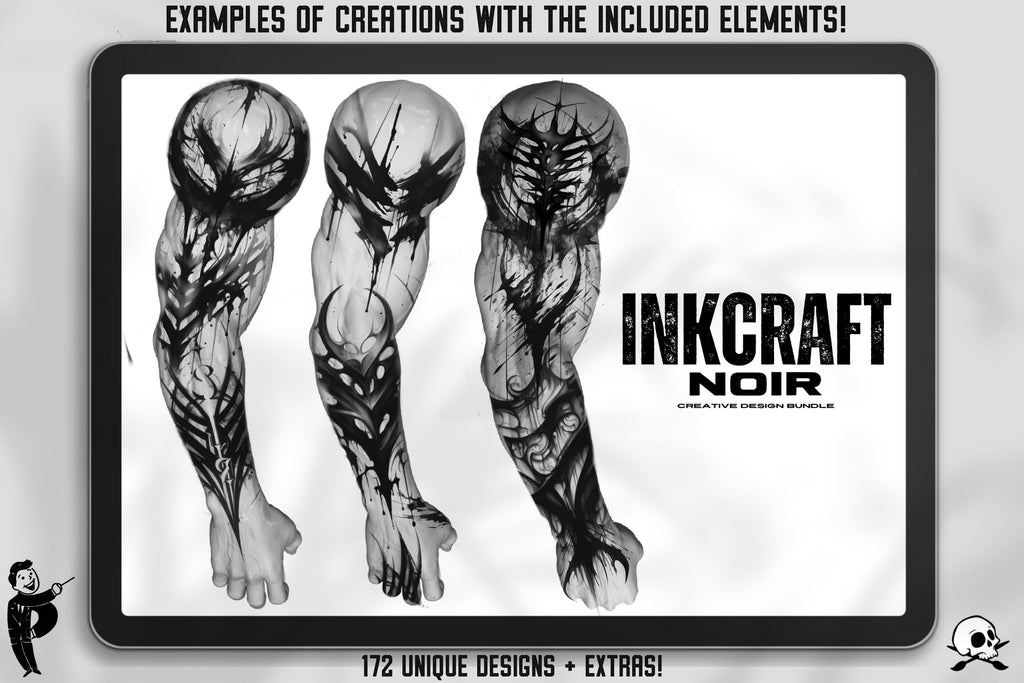 Gothic Procreate Stamps: InkCraft Noir Calligraphy Brush Set (180+ Elements)