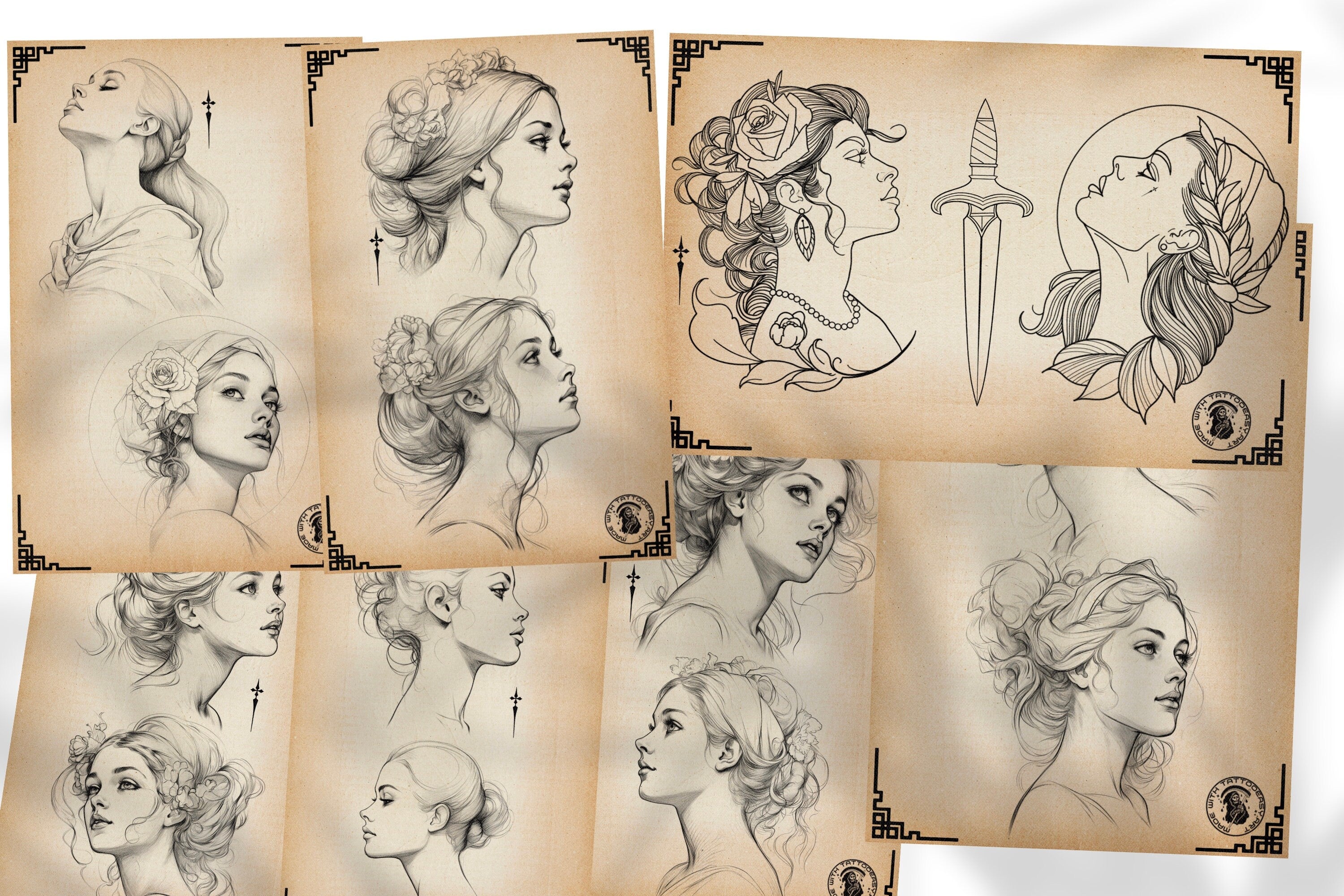 Lady design book / Tattoo flash pdf book