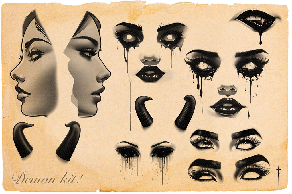 Necronomicon, 100+ dark tattoo inspired stamps for Procreate, unique designs from Team Valhalla