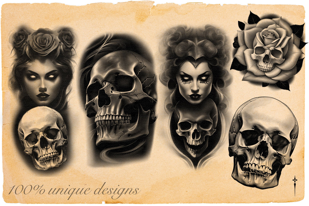Necronomicon, 100+ dark tattoo inspired stamps for Procreate, unique designs from Team Valhalla