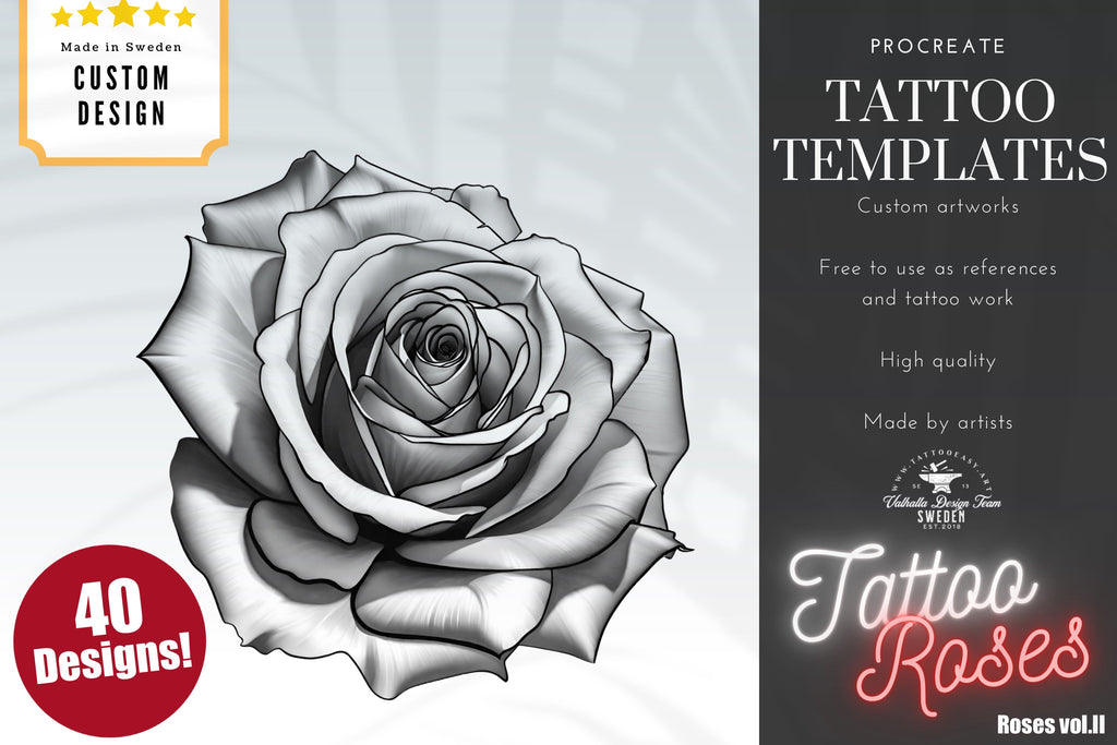Roses Vol.2, Tattoo builder, Design team Valhalla sweden, 40 unique designs