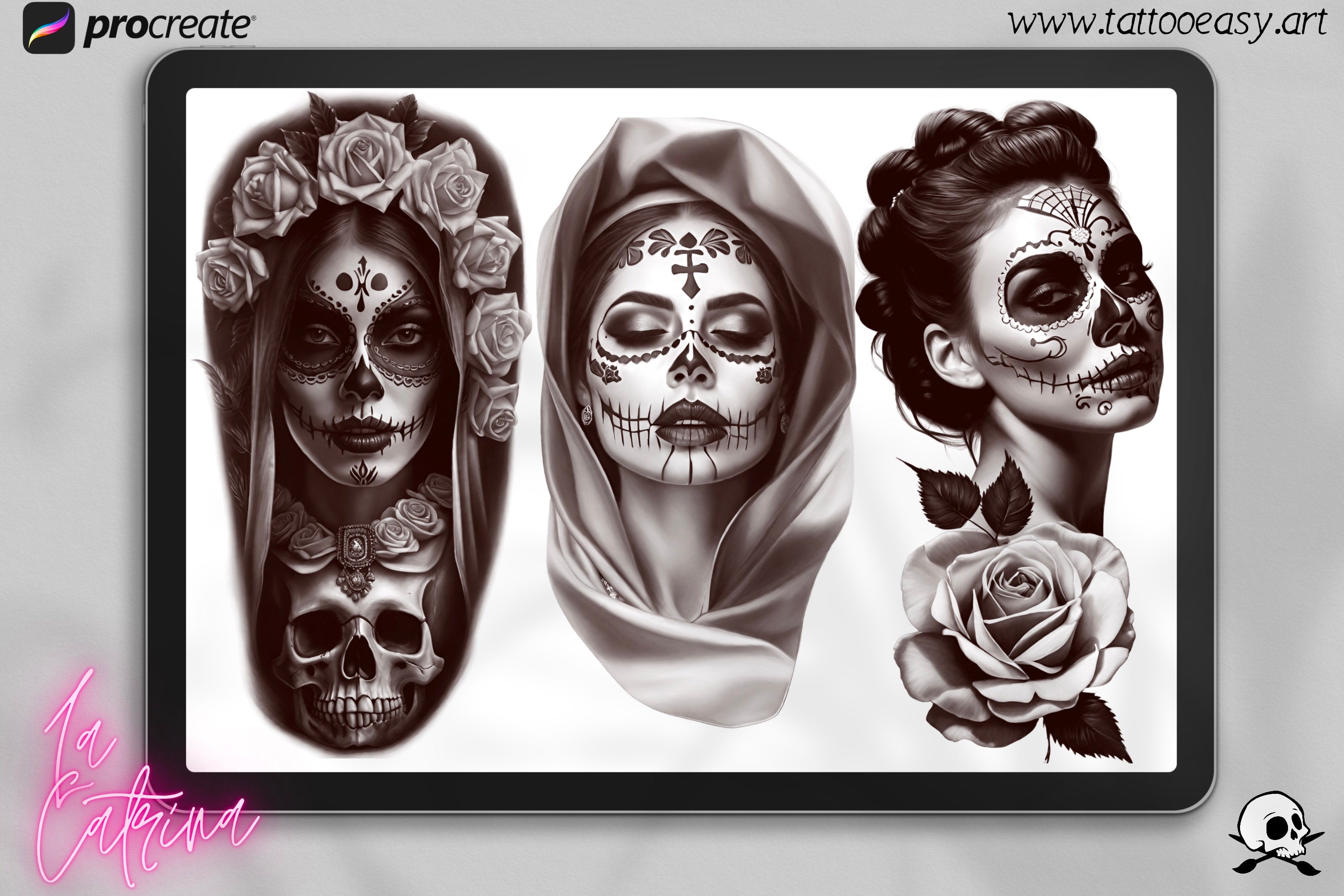 La Catrina 120 designs, 60 references ( + 60 stencils ) custom made art