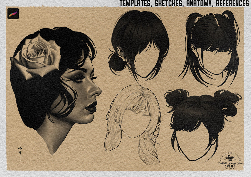 Neo-Traditional Ladies Vol.3 ~ 160+ designs! Anatomy, templates, references & inspiration for Procreate