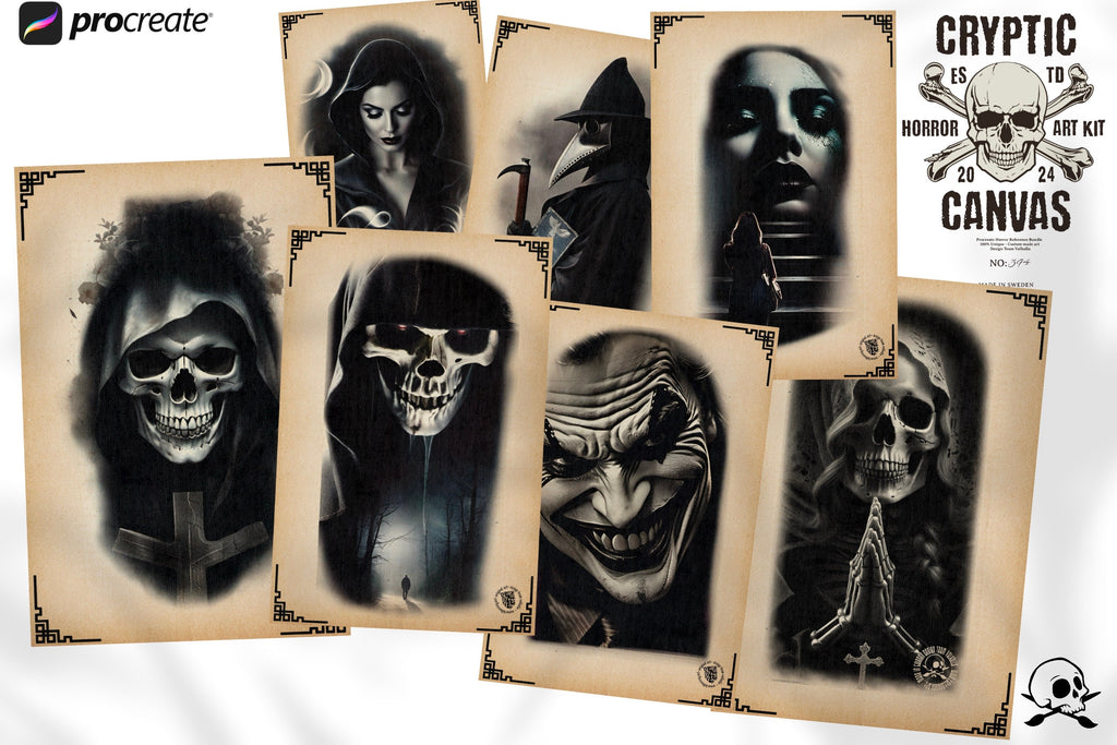 Cryptic Canvas ~ 100+ unique Horror references for Procreate