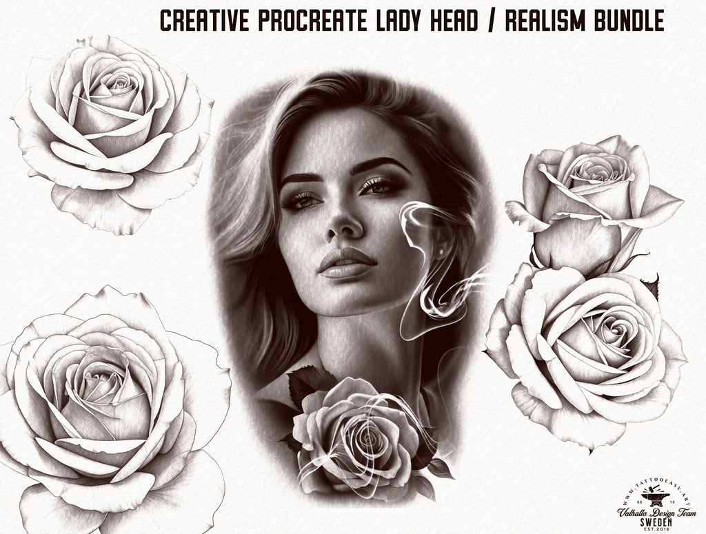Procreate Lady Head Creative Kit: 80+ Custom Portrait Elements