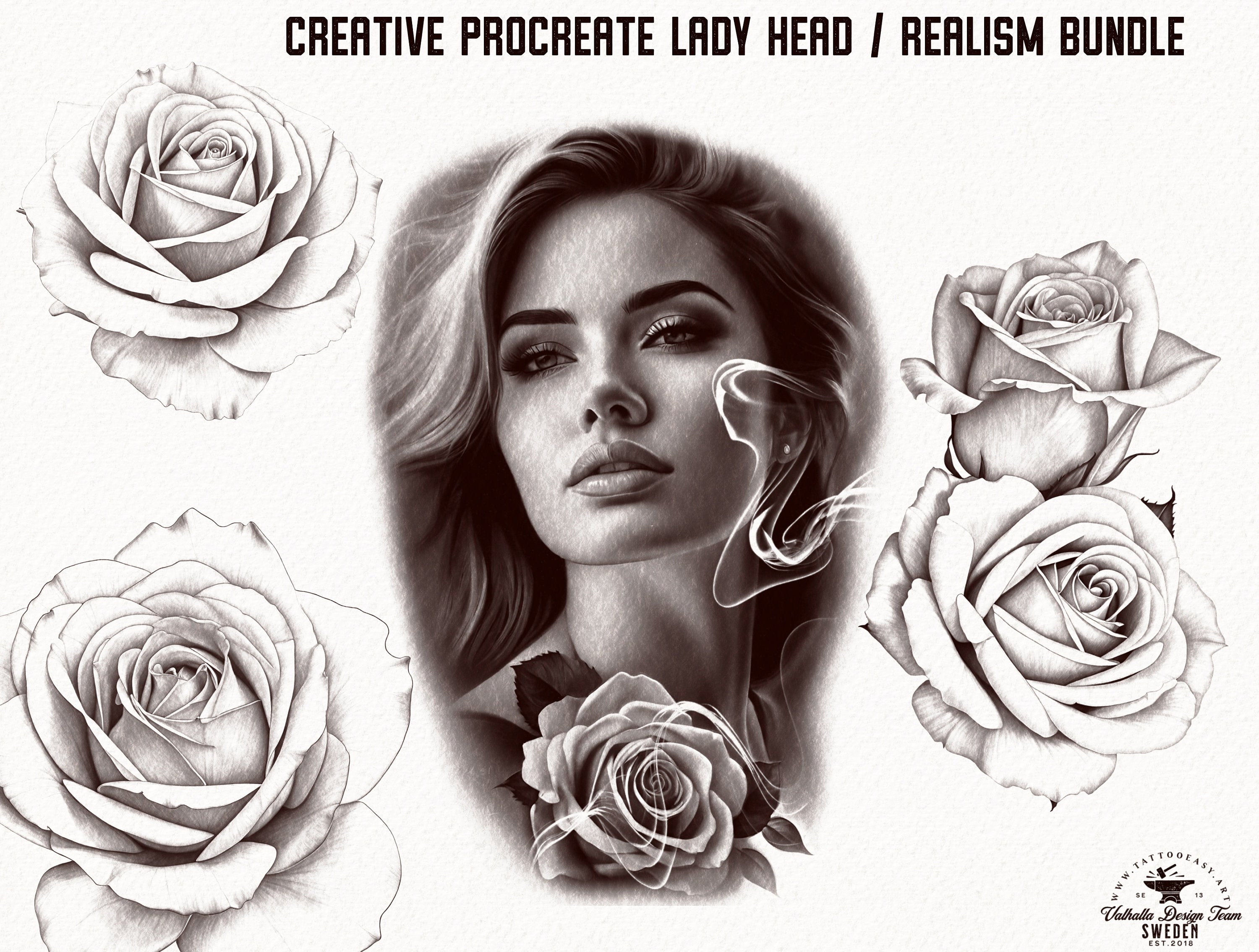 Procreate Lady Head Creative Kit: 80+ Custom Portrait Elements