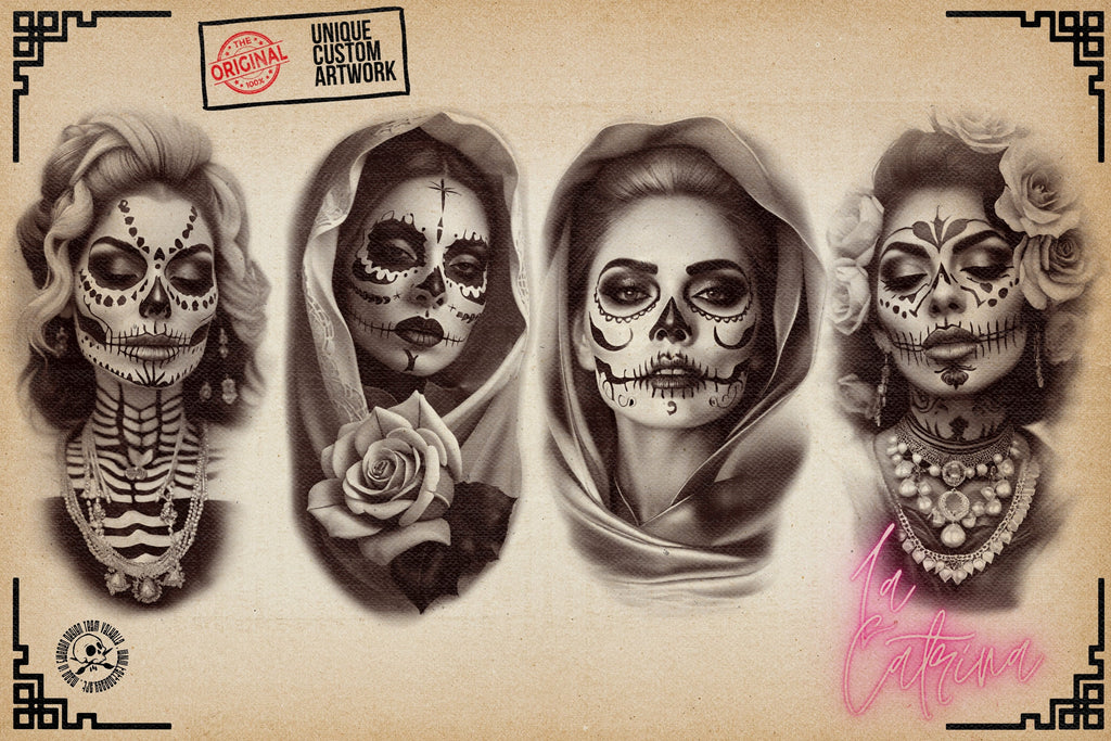 La Catrina 120 designs, 60 references ( + 60 stencils ) custom made art