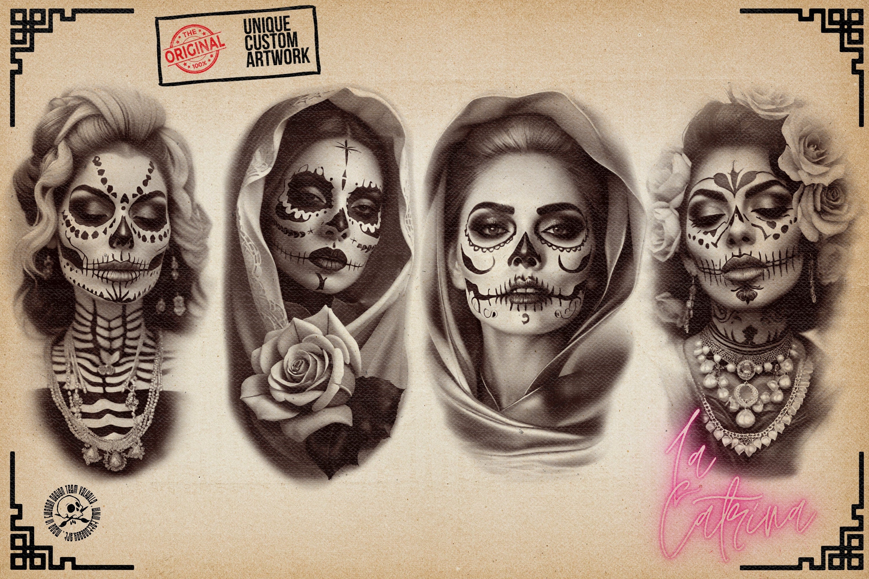 La Catrina 120 designs, 60 references ( + 60 stencils ) custom made art