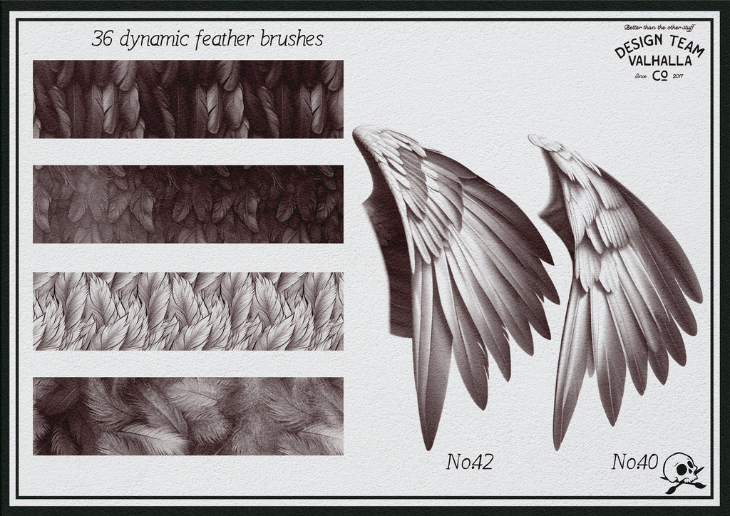 Wings & feathers design bundle, 100+ unique designs + textured brushes for Procreate