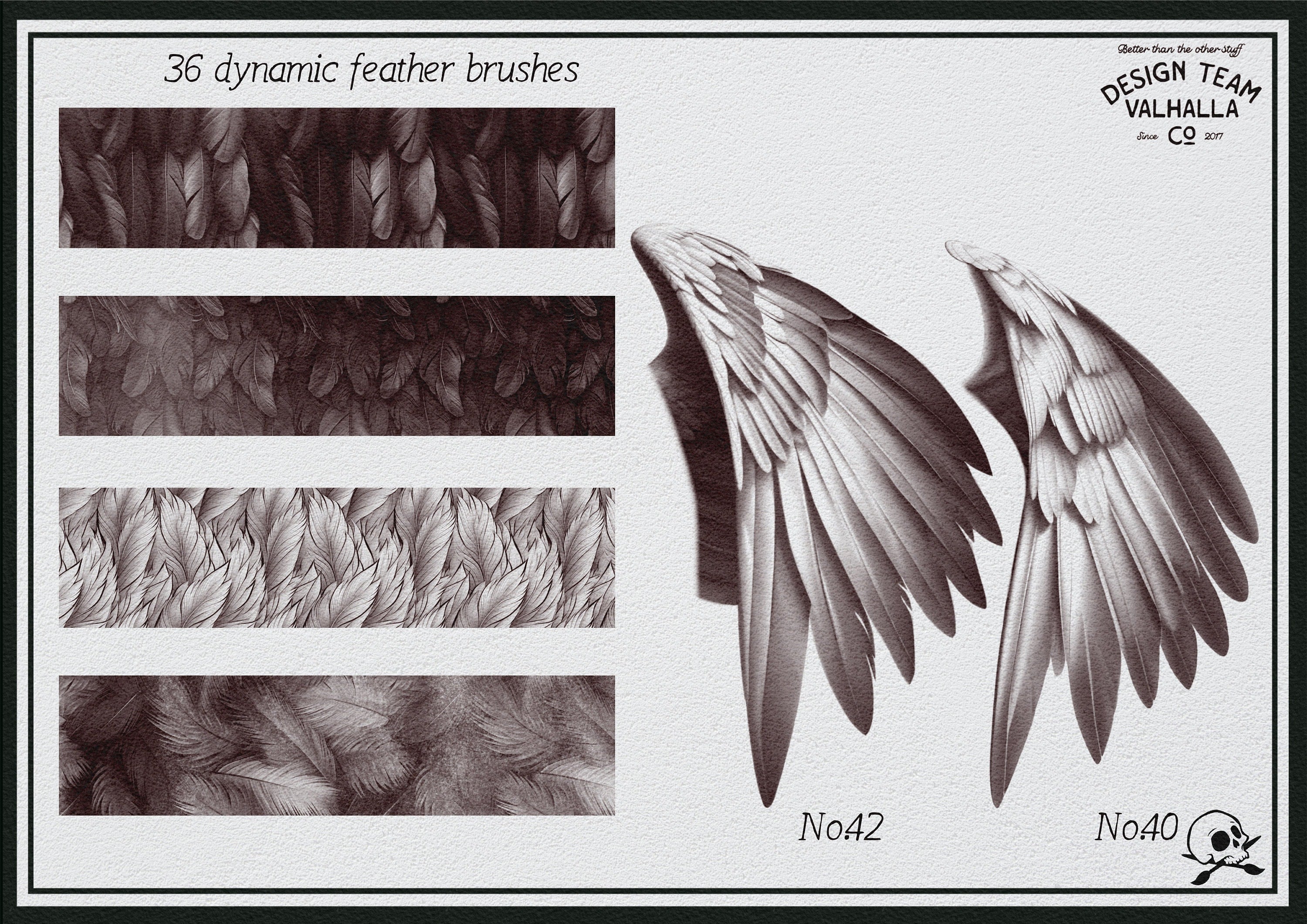 Wings & feathers design bundle, 100+ unique designs + textured brushes for Procreate