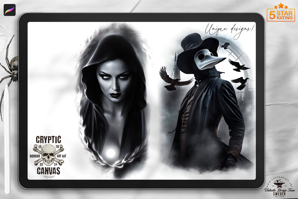 Cryptic Canvas ~ 100+ unique Horror references for Procreate