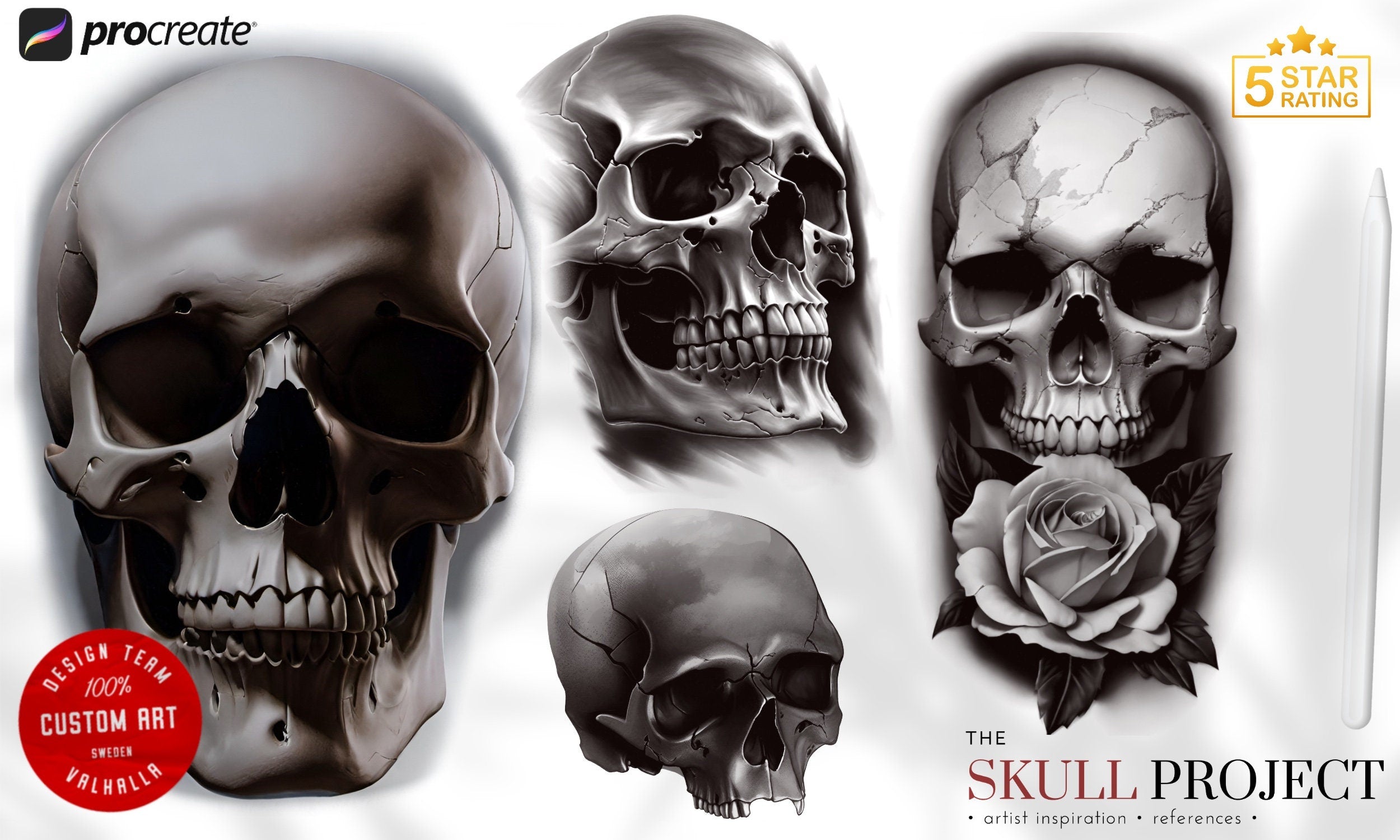 The skull project, 200+ custom made designs for Procreate