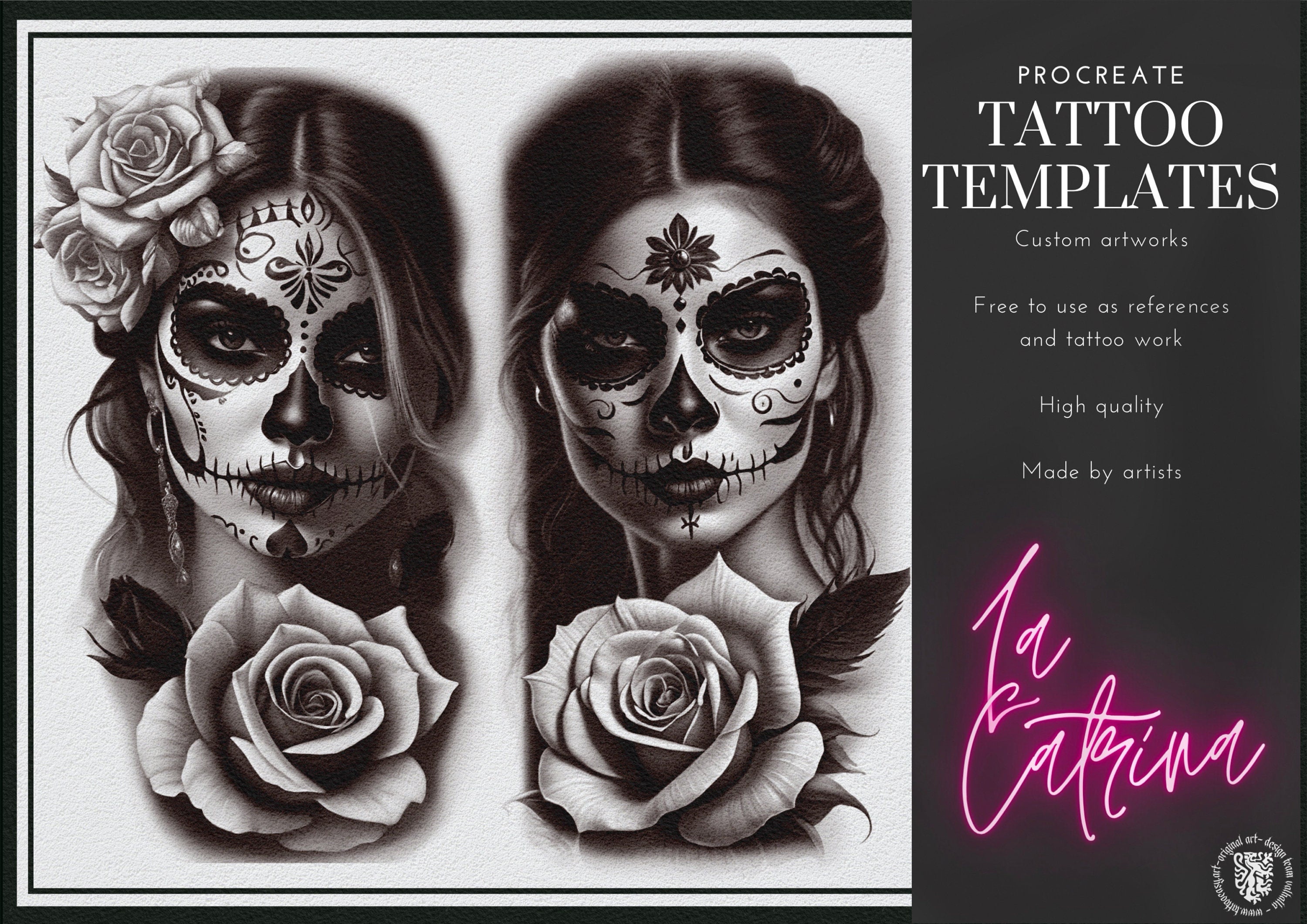 La Catrina 120 designs, 60 references ( + 60 stencils ) custom made art