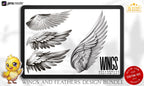 Wings & feathers design bundle, 100+ unique designs + textured brushes for Procreate