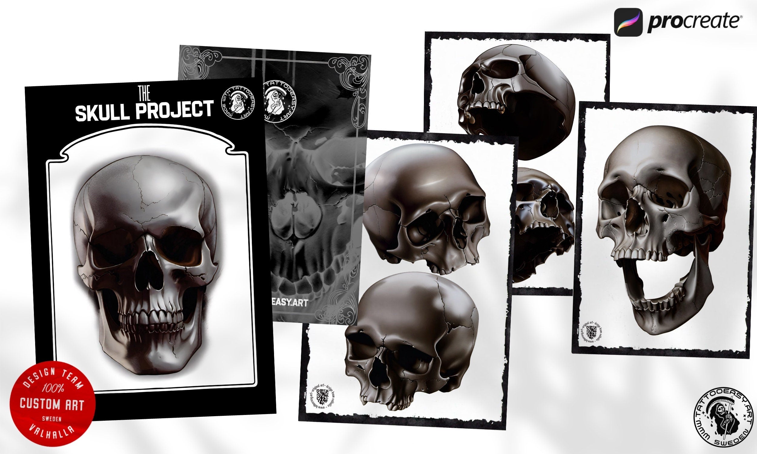 The skull project, 200+ custom made designs for Procreate
