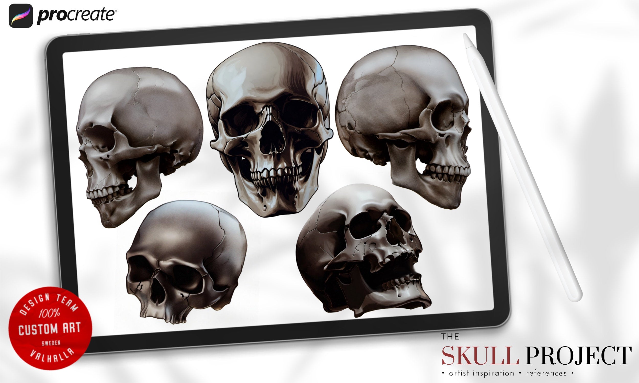 The skull project, 200+ custom made designs for Procreate