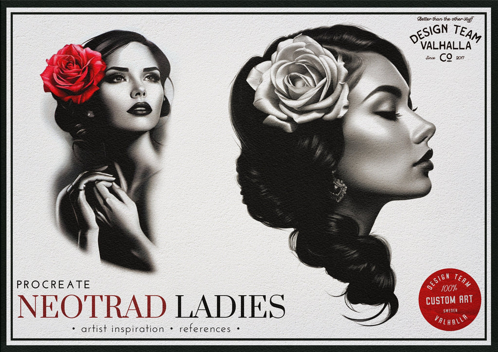 Neo-Traditional Ladies Vol.3 ~ 160+ designs! Anatomy, templates, references & inspiration for Procreate