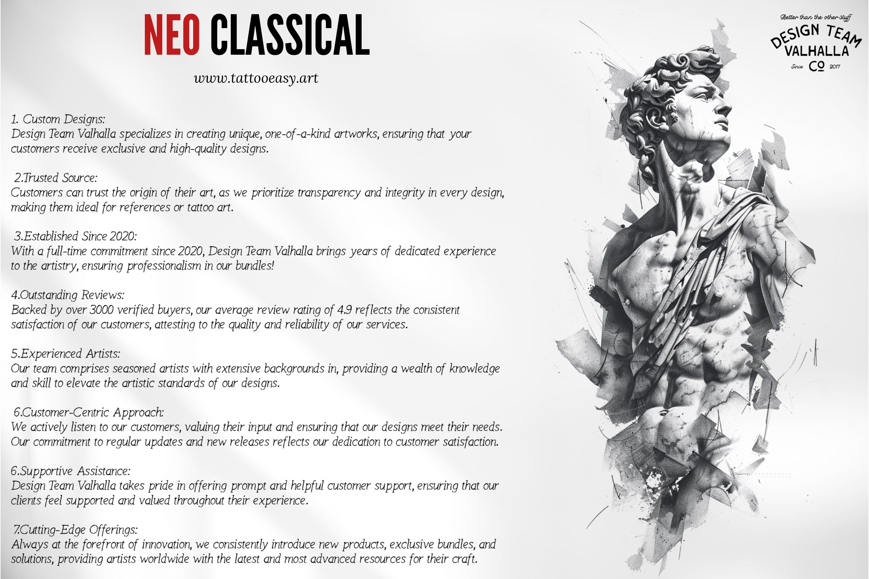 Neo classical, custom fine art tattoo references, pdf & 100 procreate stamp brushes