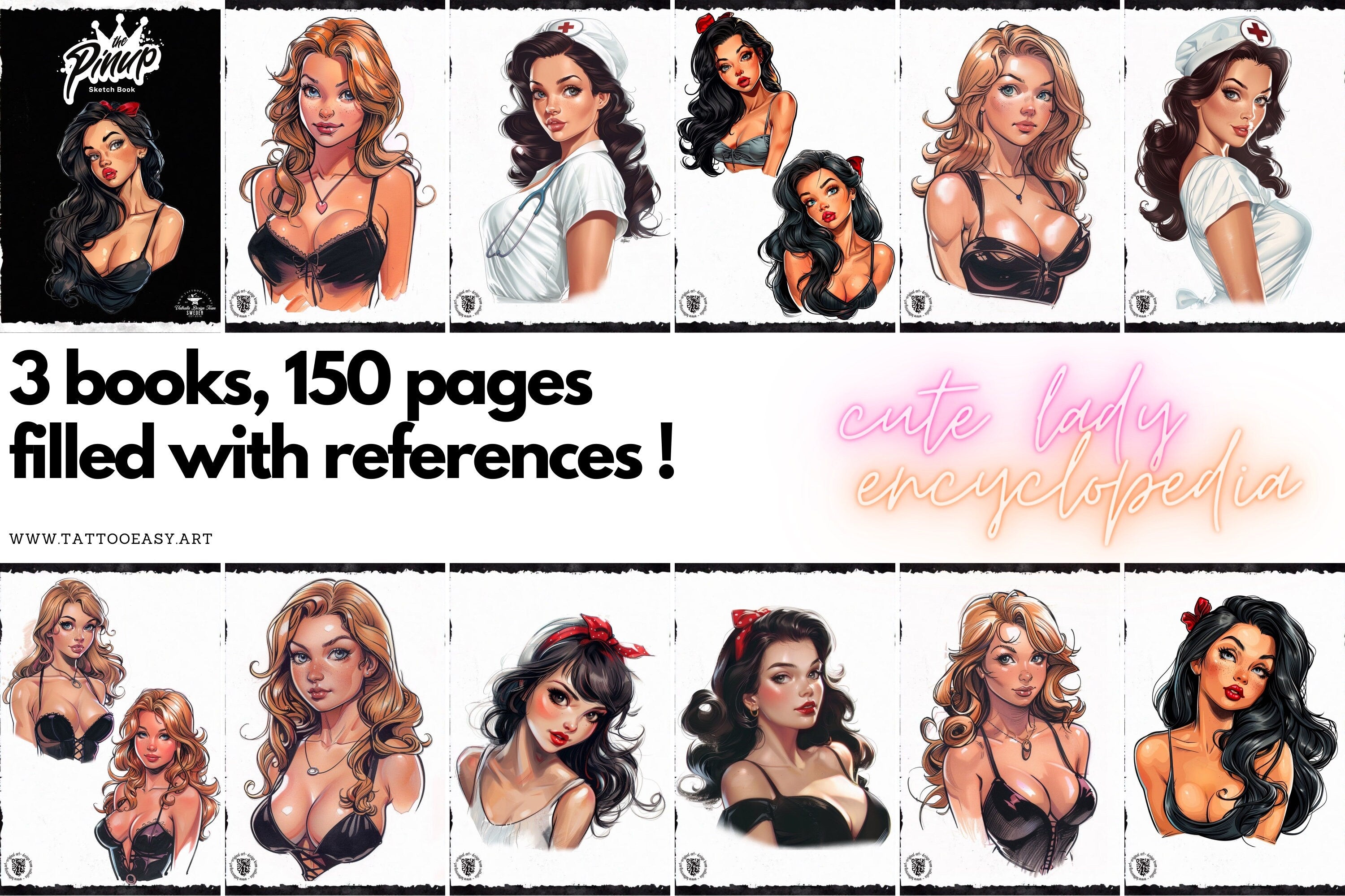 Pinup Tattoo E-Books, Cartoon Art References (PDF)