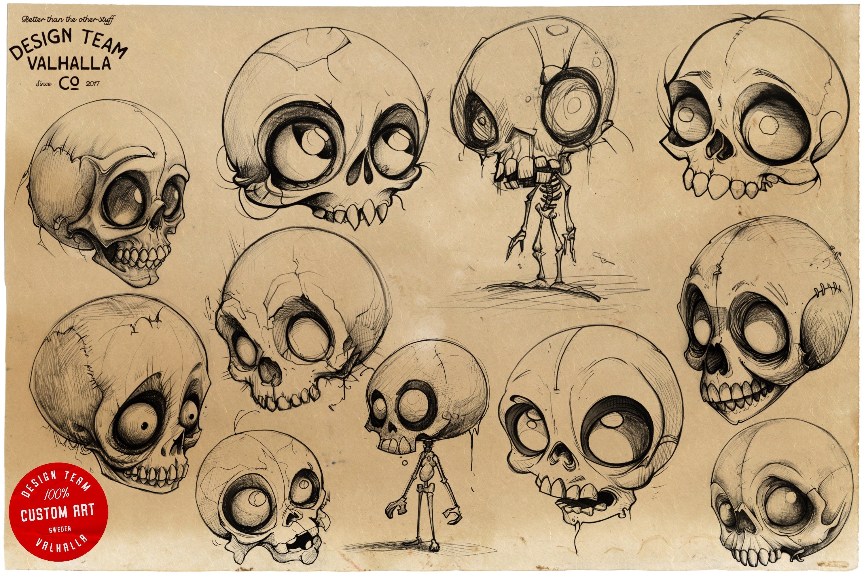 Skull Sketchbook: 500+ Procreate Stamps, Tattoo Art Reference (Digital Download)