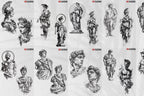 Neo classical, custom fine art tattoo references, pdf & 100 procreate stamp brushes