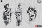 Neo classical, custom fine art tattoo references, pdf & 100 procreate stamp brushes