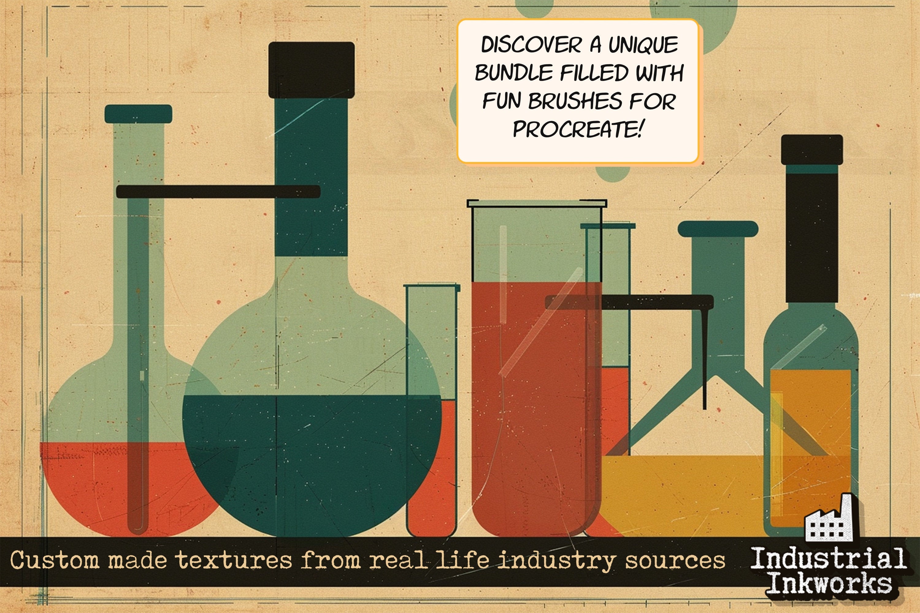 Industrial Ink Procreate Brushes: Vintage Grunge Textures (Digital Download)