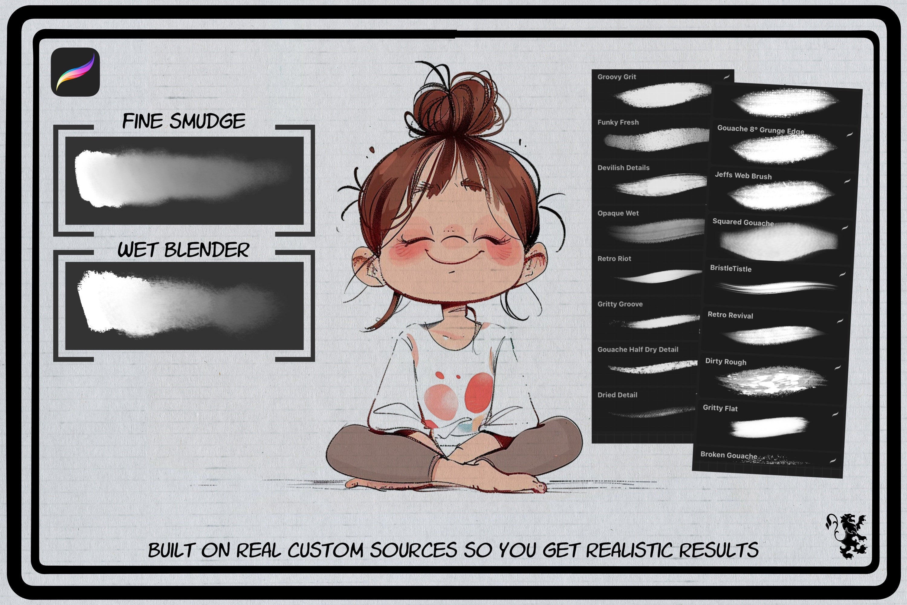Gritty Goache brush bundle, custom brushes for Procreate