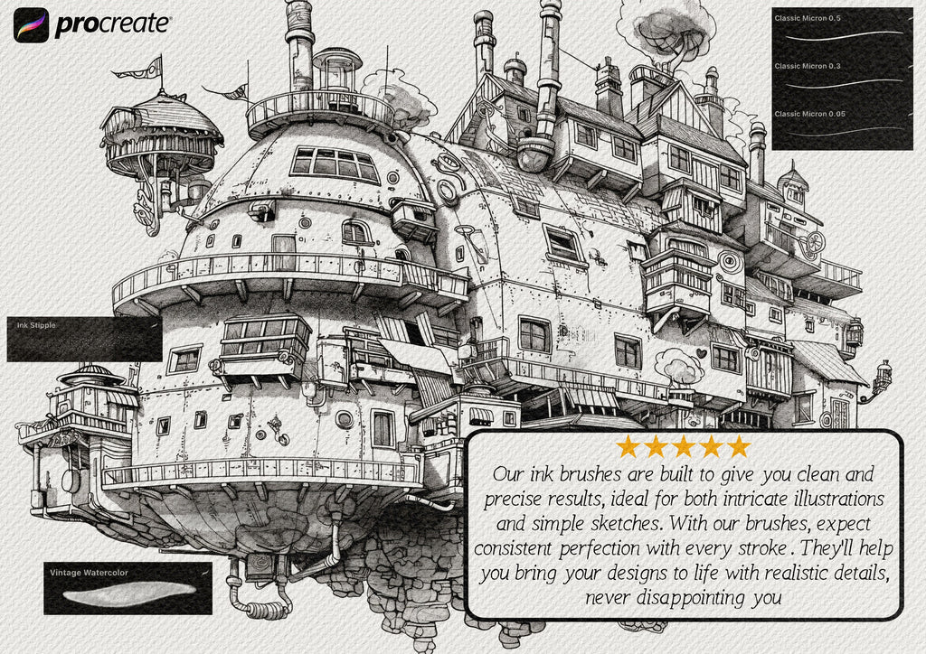 Vintage ink bundle, custom brushes for Procreate