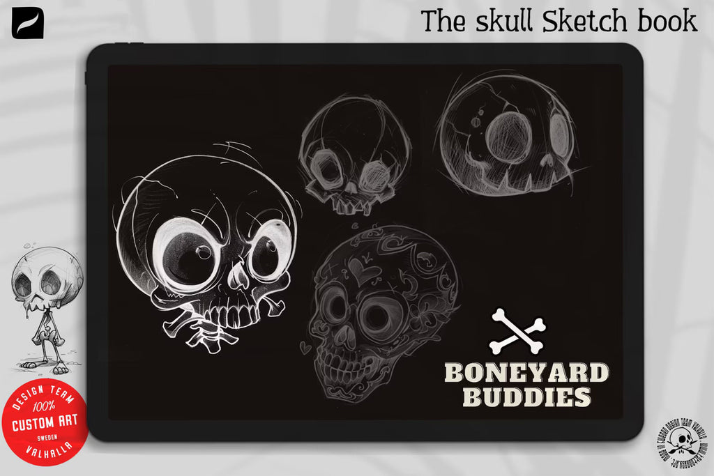 Skull Sketchbook: 500+ Procreate Stamps, Tattoo Art Reference (Digital Download)