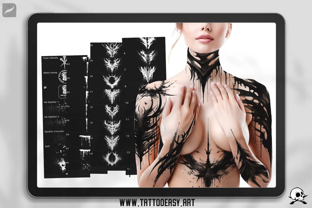 Gothic Procreate Stamps: InkCraft Noir Calligraphy Brush Set (180+ Elements)