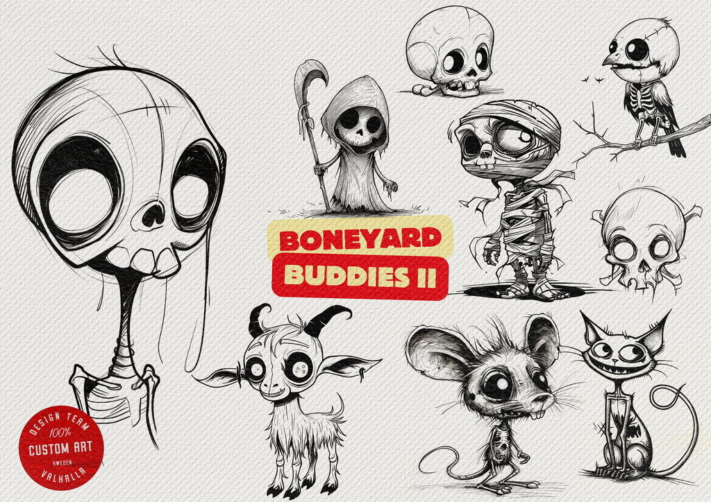 Procreate Boneyard Buddies: Cartoon Skulls & Horror Stamps