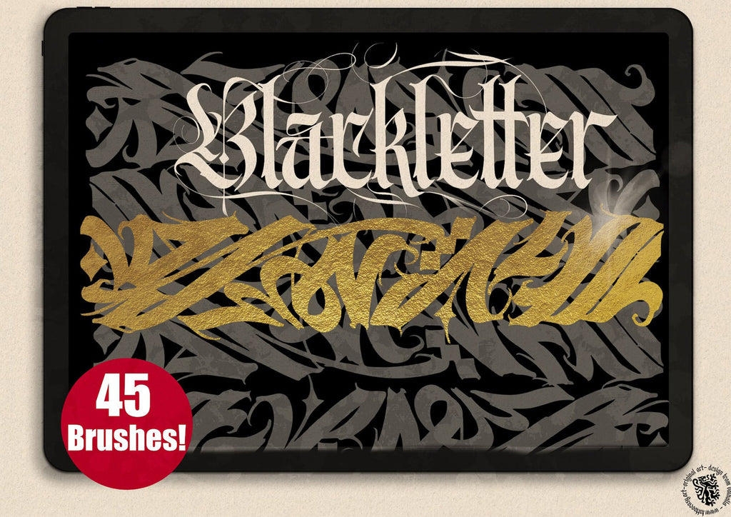 Blackletter Procreate Brushes: Gothic Calligraphy, Tattoo Lettering