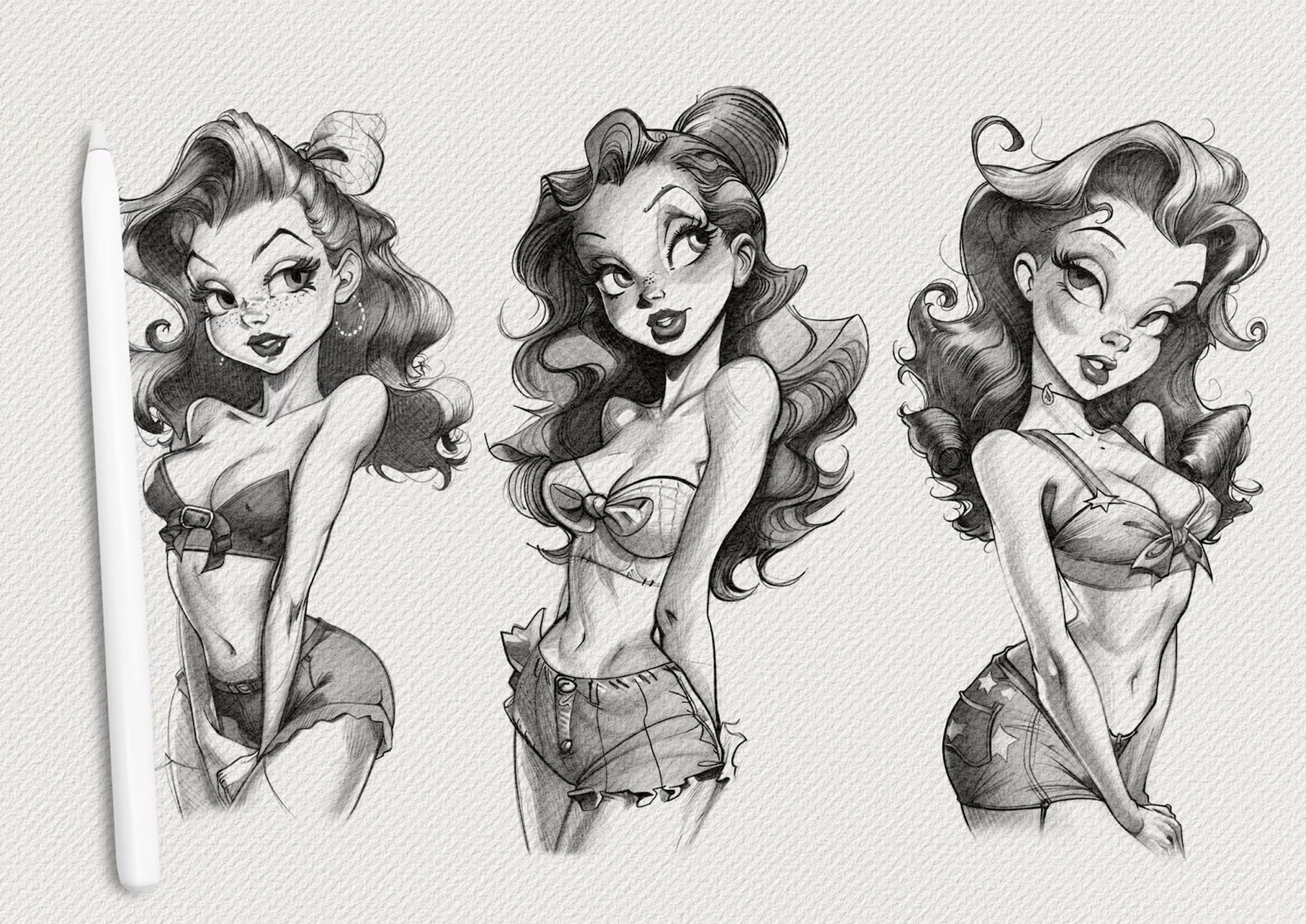 Procreate Cartoon Girls Stamps: 150 Ladies Reference Art