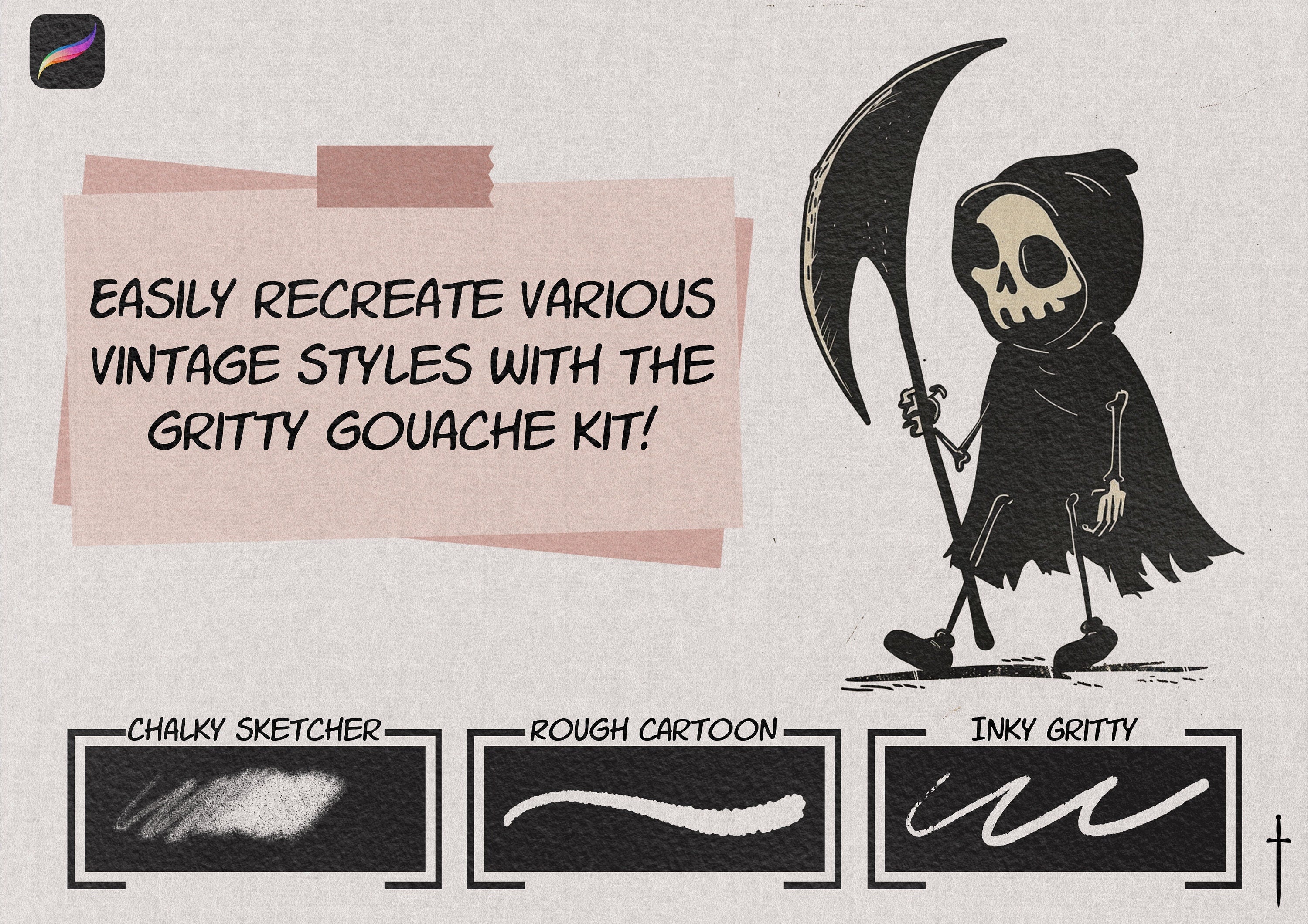 Gritty Goache brush bundle, custom brushes for Procreate