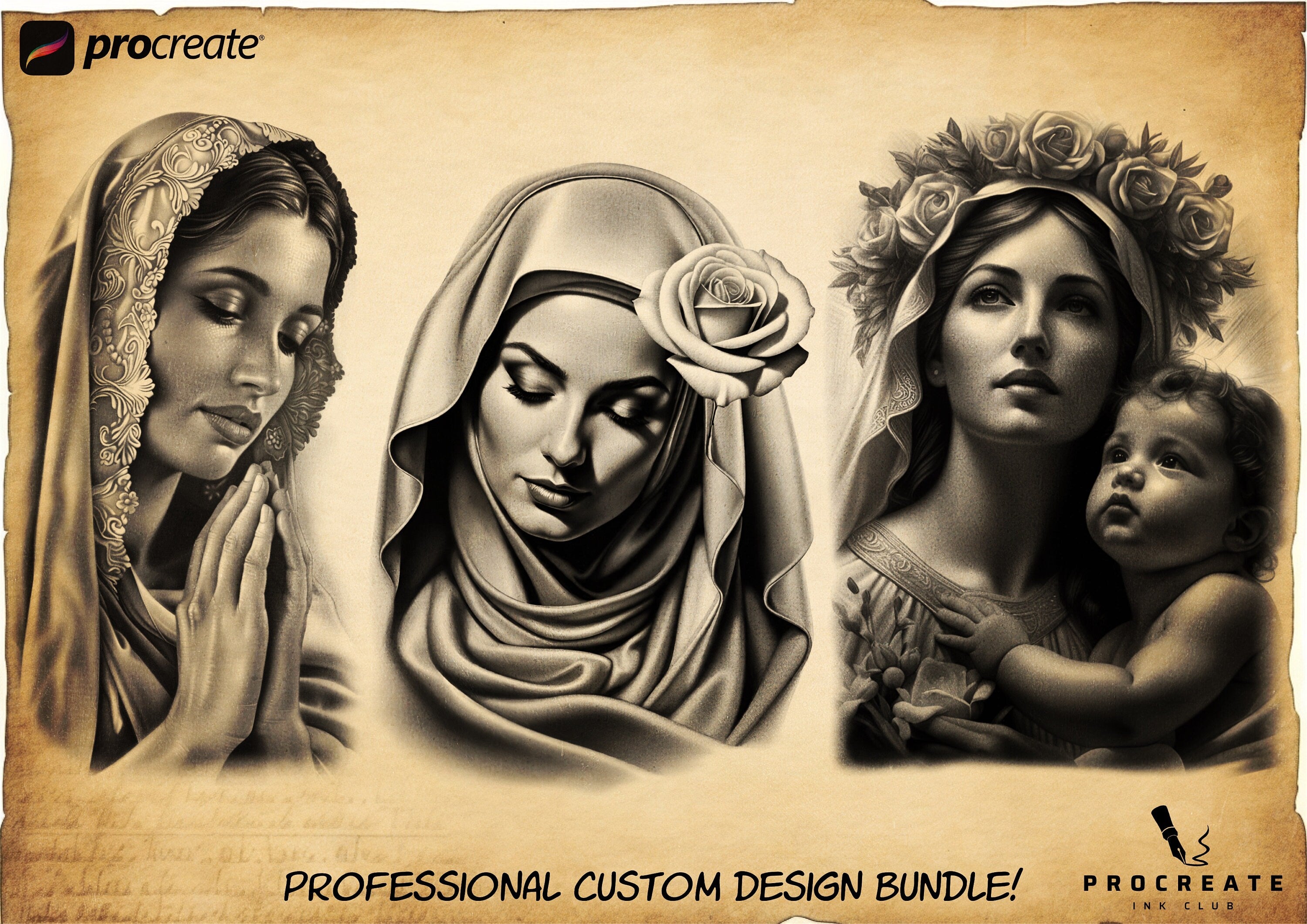 Tattoo encyclopedia vol.2, 500+ original Procreate references, Mega bundle, XL collection
