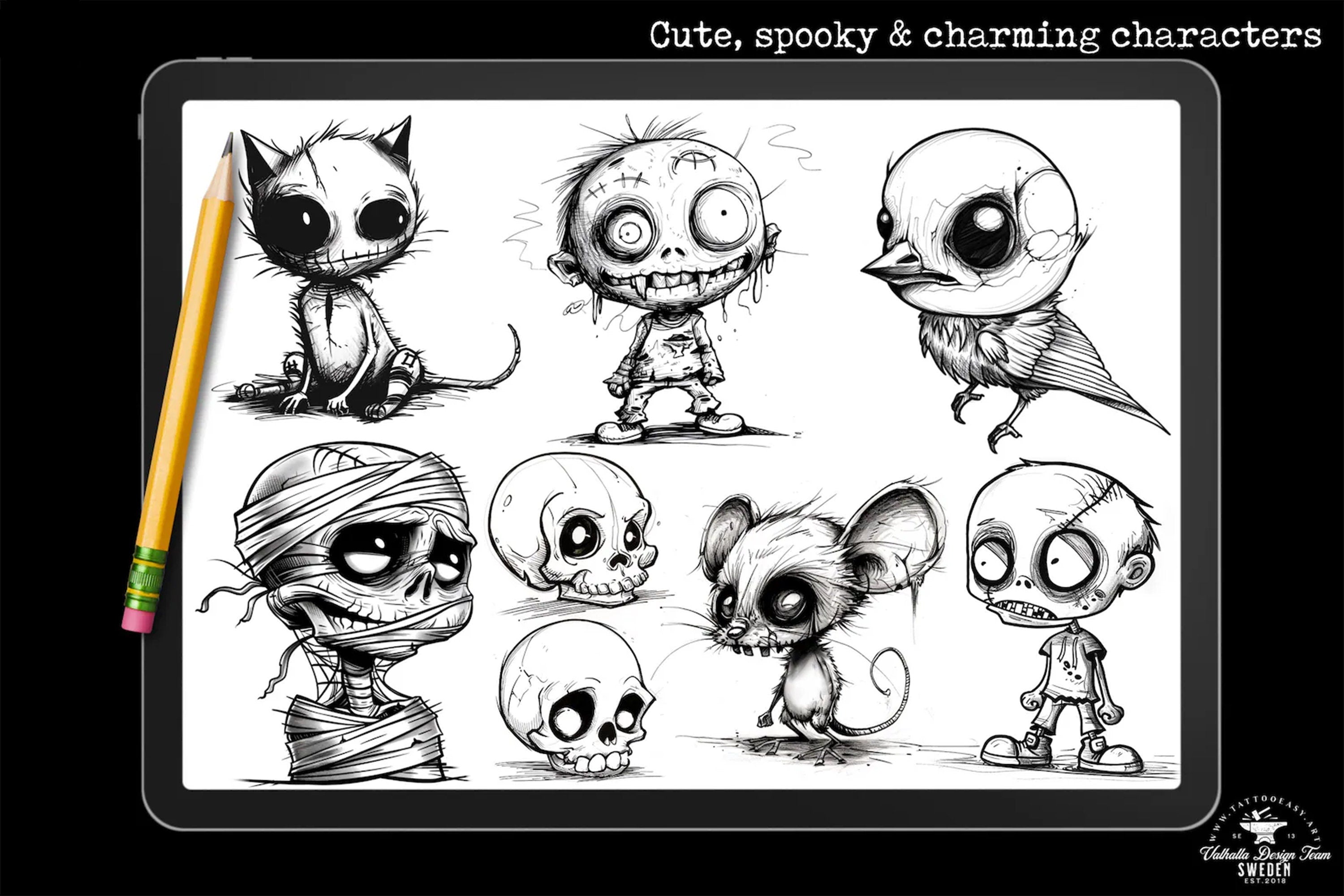Procreate Boneyard Buddies: Cartoon Skulls & Horror Stamps