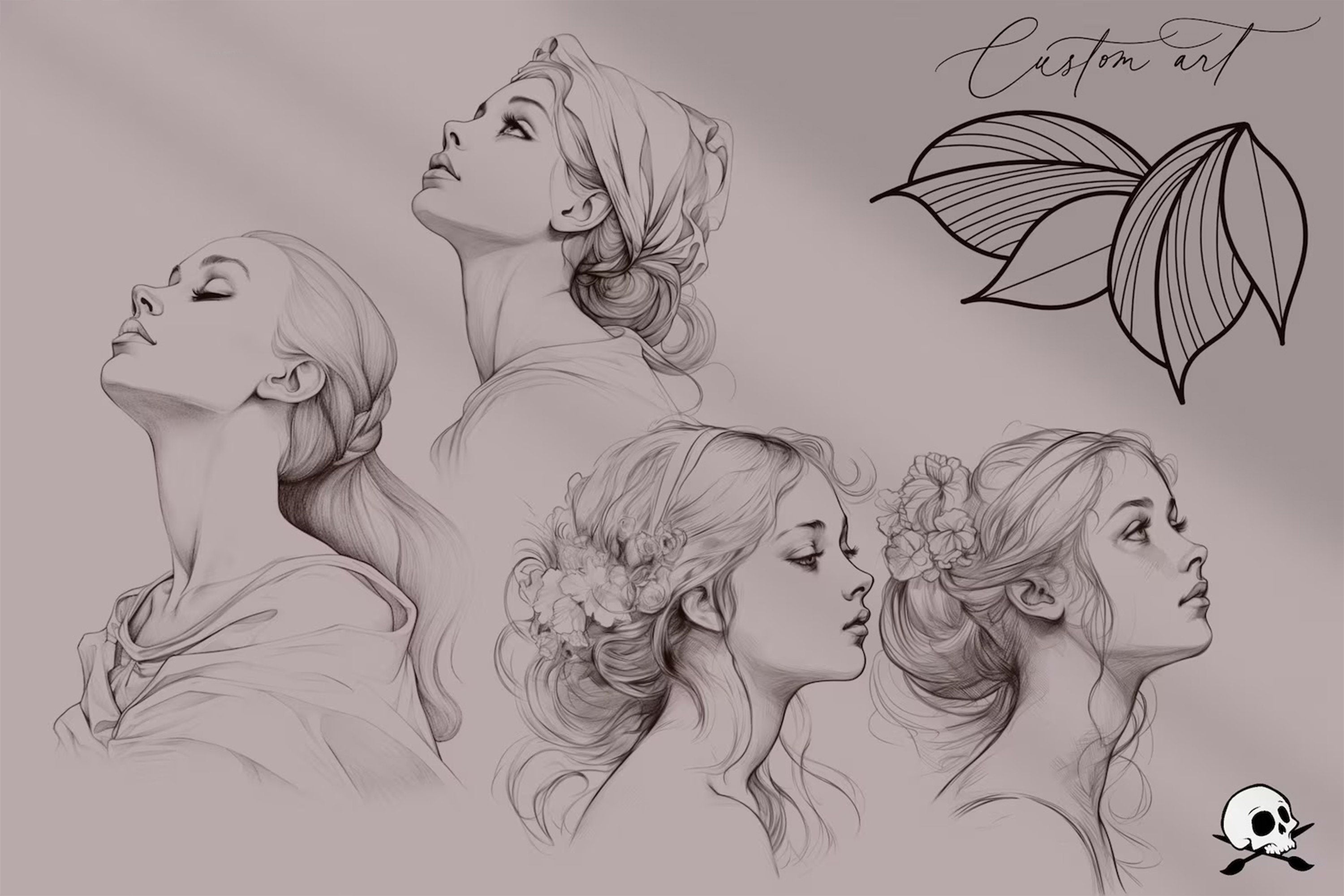 Neo-Traditional Tattoo References, Procreate Stamps & Flash Art, Procreate/Photoshop 300+