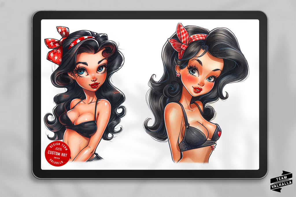 Pinup Sketches - Procreate | 130+ ladies + pdf ( digital download ) Tattoo Flash Art