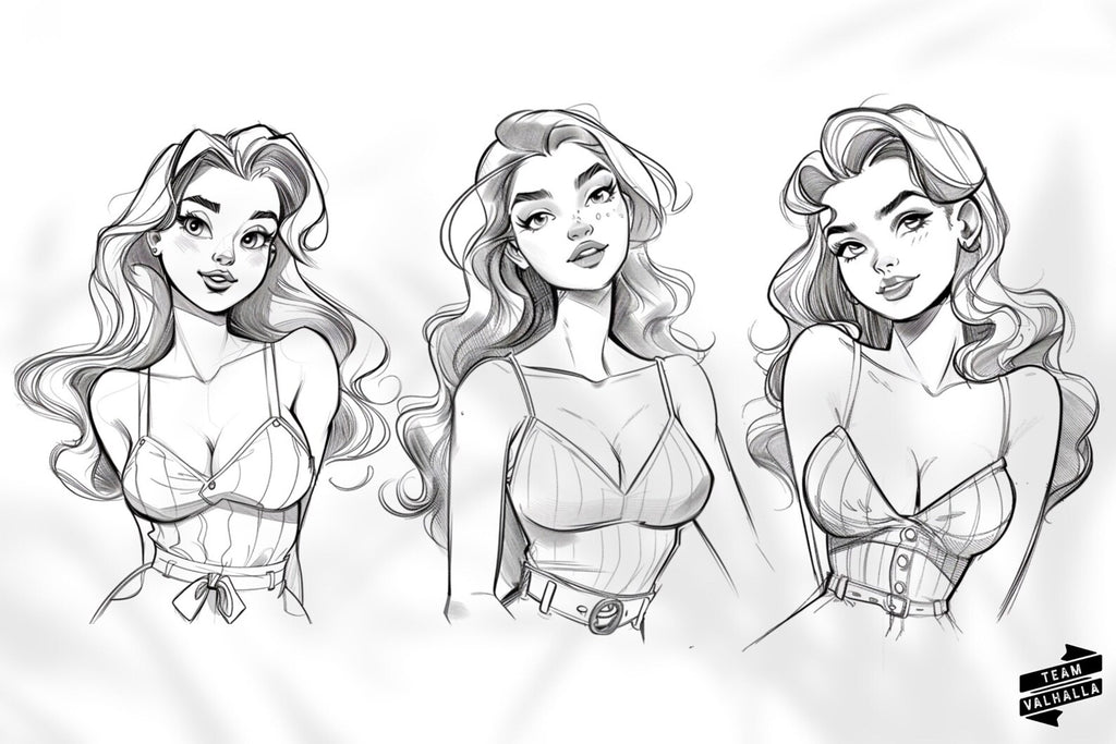 Pinup Sketches - Procreate | 130+ ladies + pdf ( digital download ) Tattoo Flash Art
