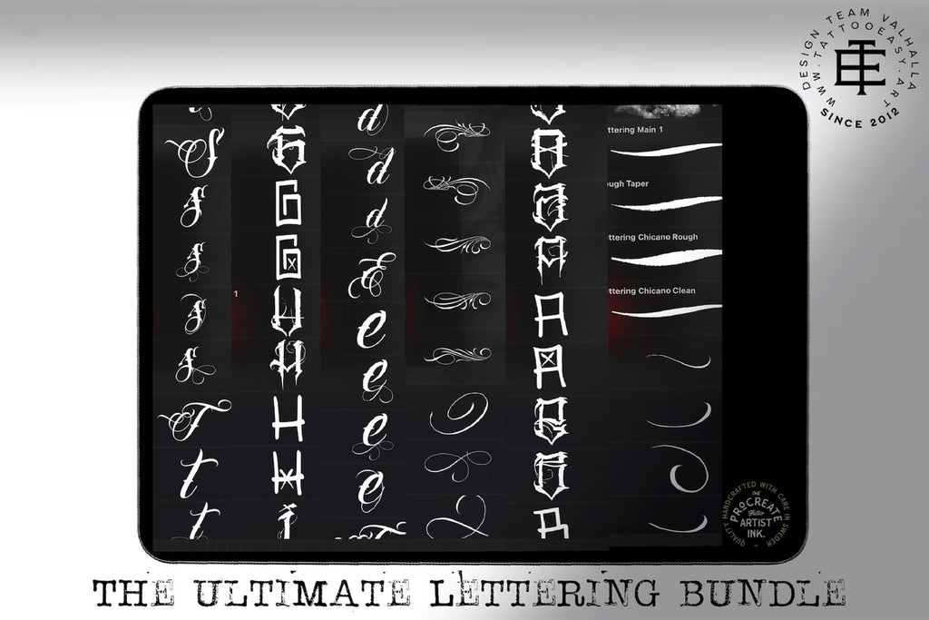 Tattoo Lettering made easy. XL ~ Tattoo fonts X ~ over 500 stamps!