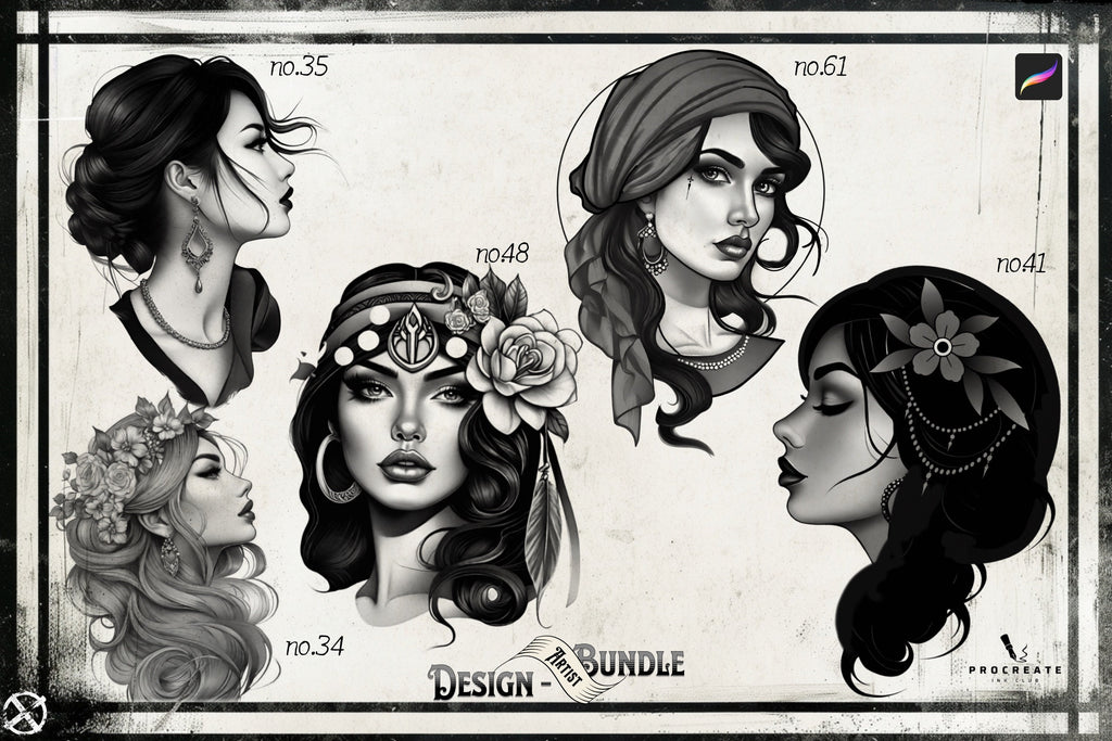 Tattoo encyclopedia vol.2, 500+ original Procreate references, Mega bundle, XL collection