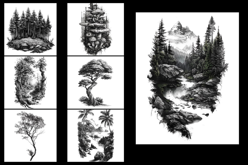 Procreate, landscape design kit, over 200 custom made references for Procreate