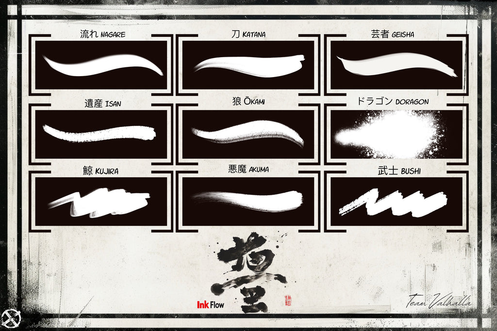 Japanese Calligraphy, custom made brushes for Procreate