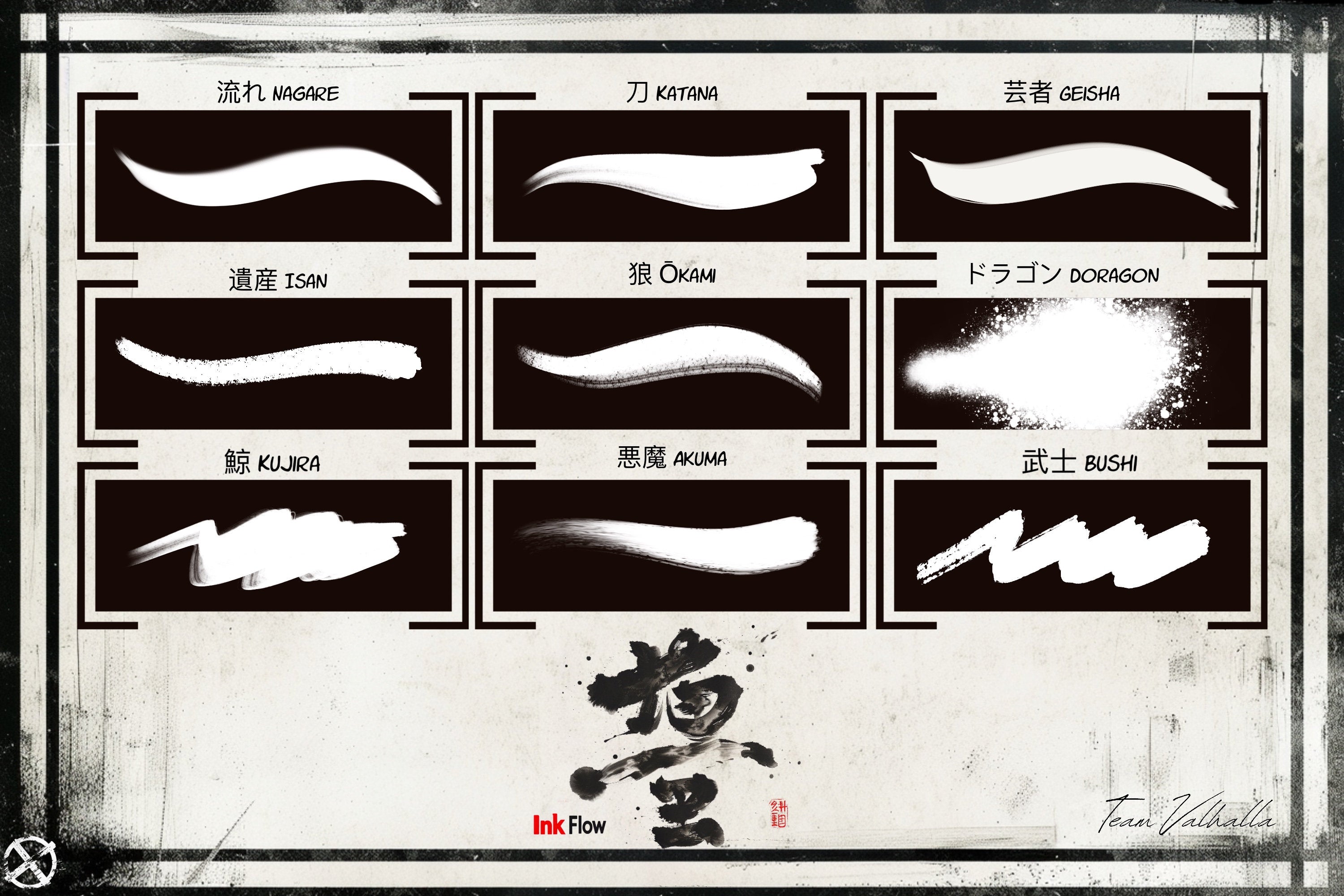 Japanese Calligraphy, custom made brushes for Procreate