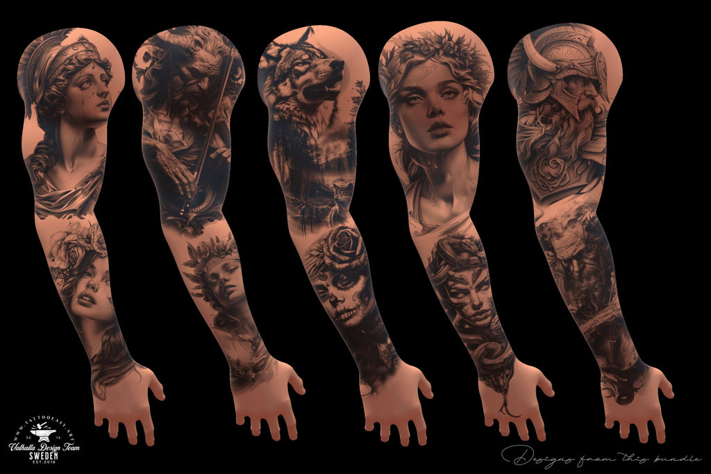 Black & Gray Tattoo Stencils: 155 Procreate Brushes (Digital Download)