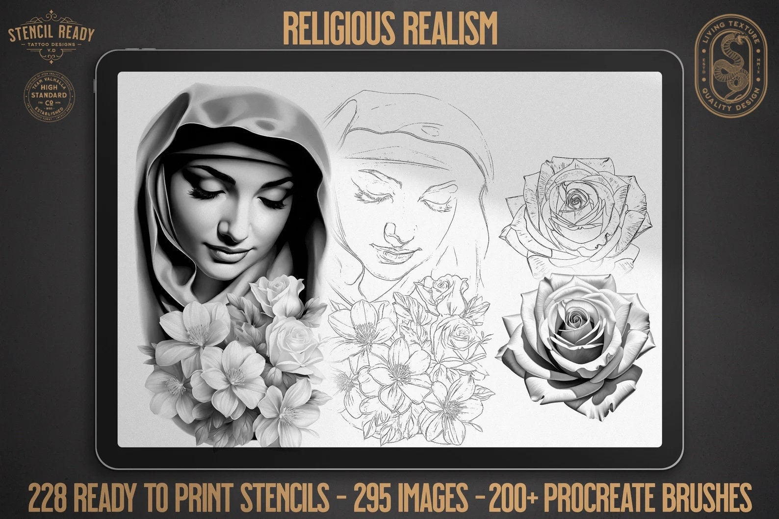Religious B&g realism design bundle XL collection, custom designs for Procreate