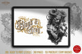 Black & Gray Tattoo Stencils: 155 Procreate Brushes (Digital Download)