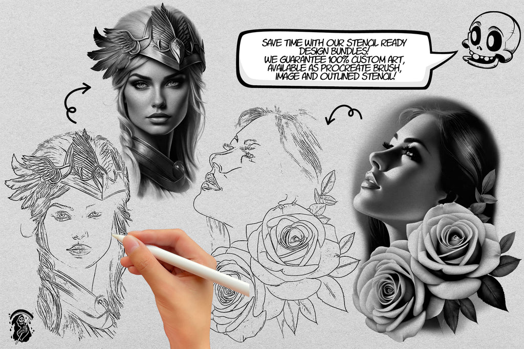 The lady design kit, 200+ custom made tattoo references & stencils