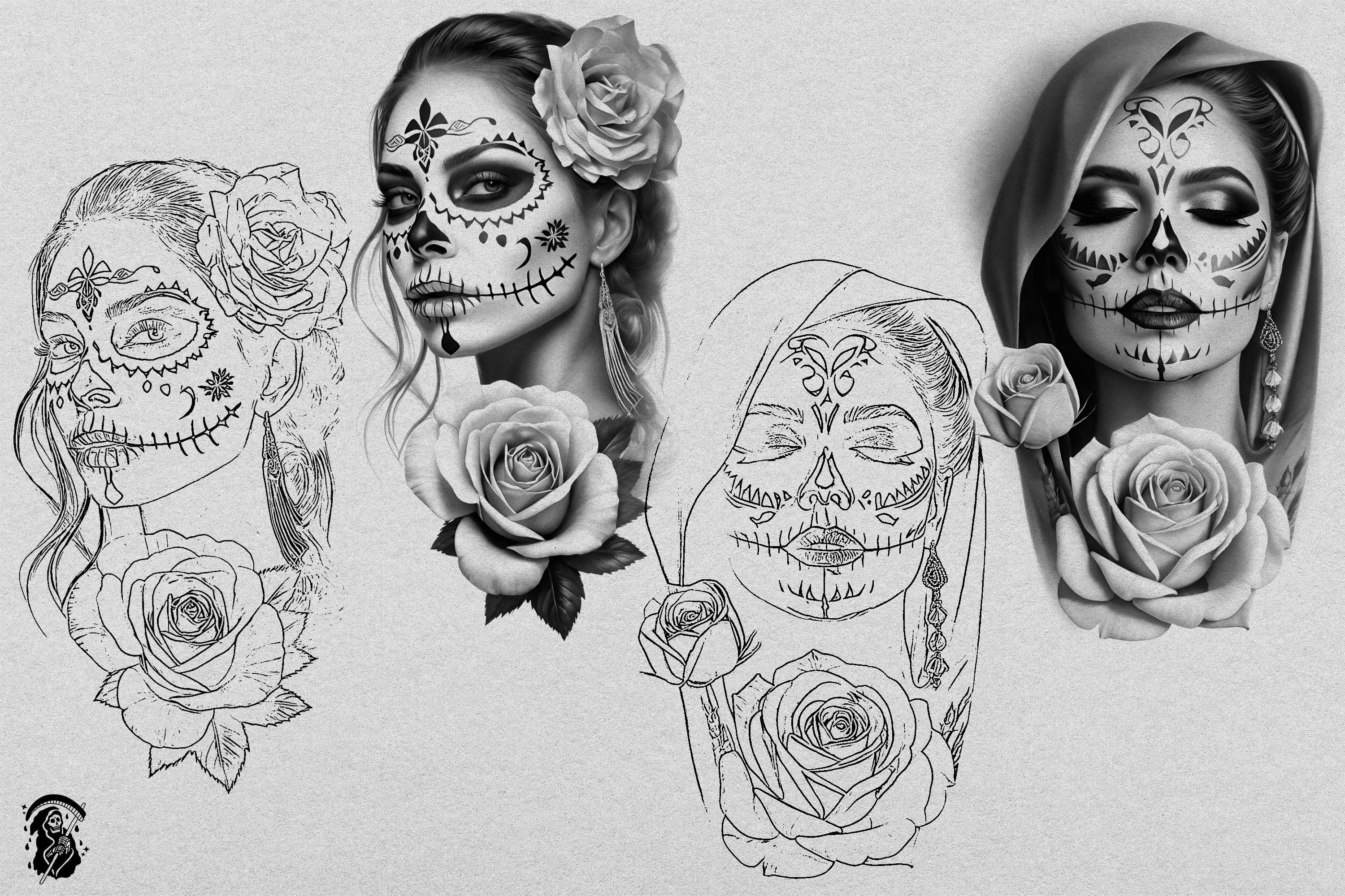 La Catrina 120 designs, 60 references ( + 60 stencils ) custom made art